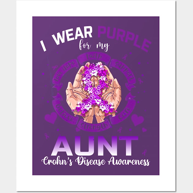 I Wear Purple For My Aunt Crohn's Disease Awareness Wall Art by thavylanita